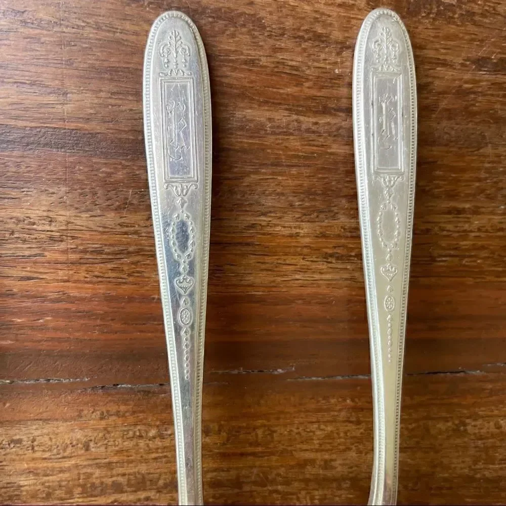 Antique 1921 Oneida Community Plate Grosvenor Teaspoons Set of 6 With Monogram